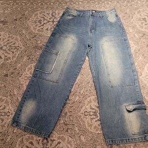 Fashion Nova Blue Wide Leg Jeans